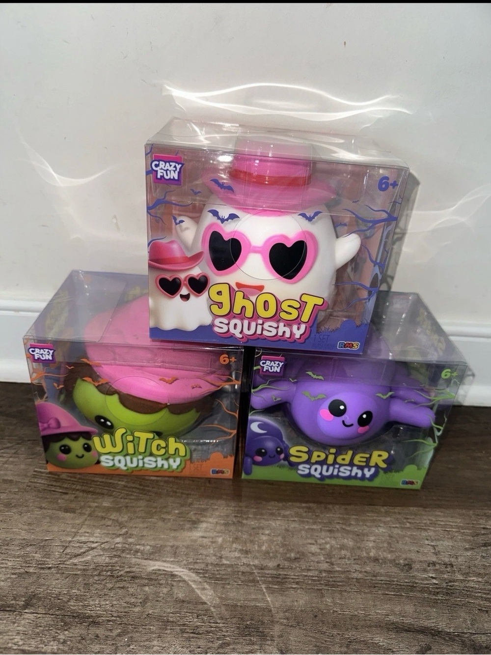 Crazy Fun RMS Halloween Squishy 3pc Set Ghost Witch Spider 2026 NEW RARE